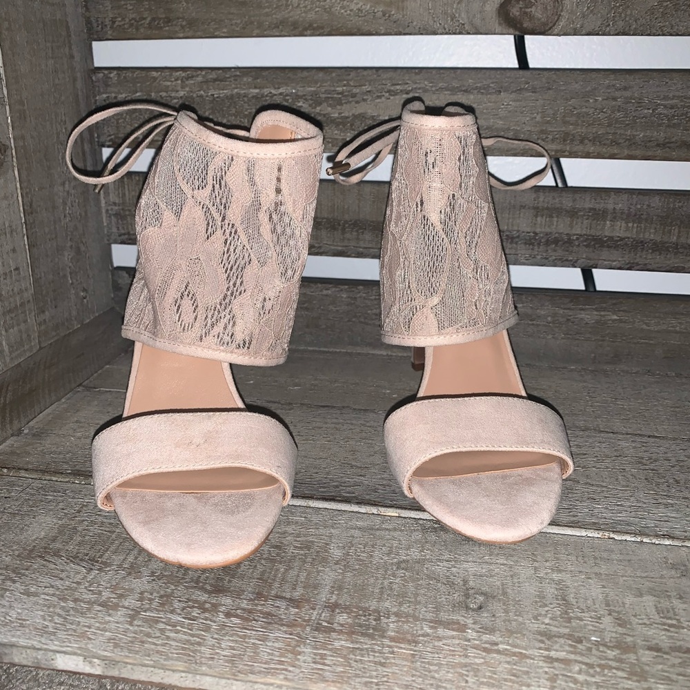 Nude suede heels
